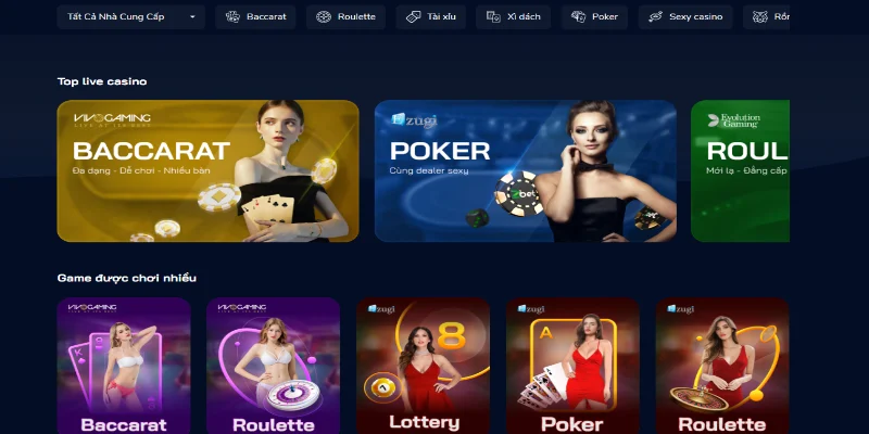 Zbet cung cấp list game Casino hot luôn được yêu thích